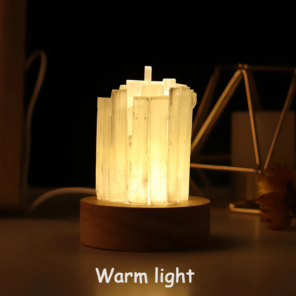 Natural Quartz Gemstones Selenite USB Lamp