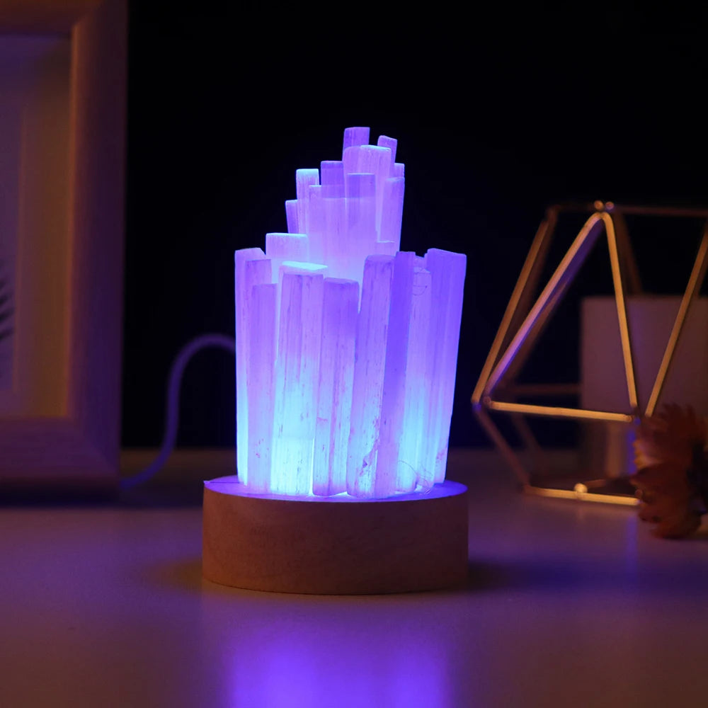 Natural Quartz Gemstones Selenite USB Lamp