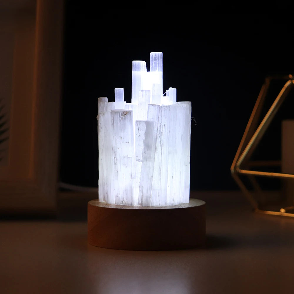 Natural Quartz Gemstones Selenite USB Lamp