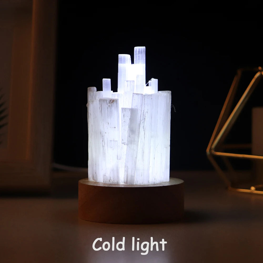 Natural Quartz Gemstones Selenite USB Lamp