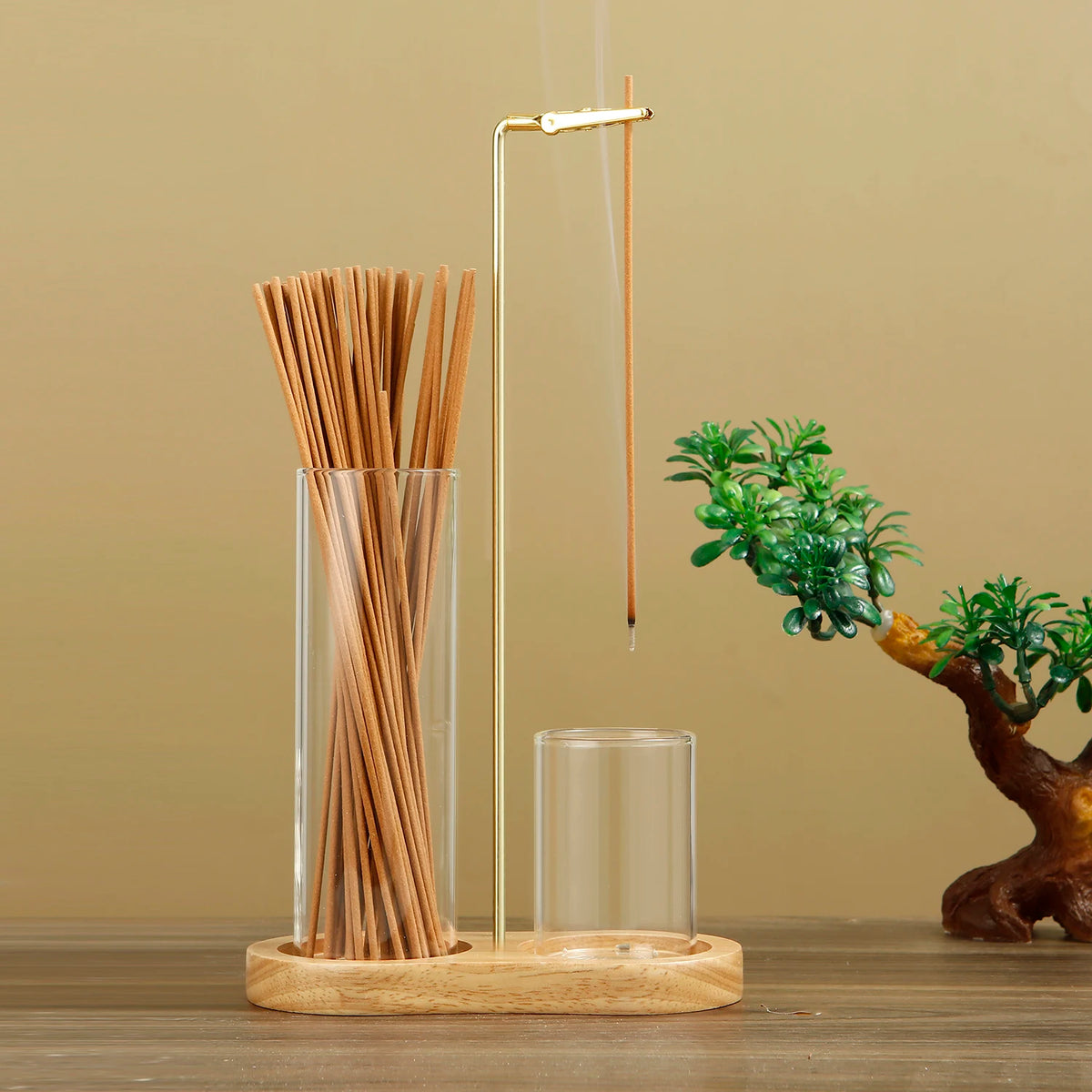 2-in-1 Glass and Metal Incense Holder