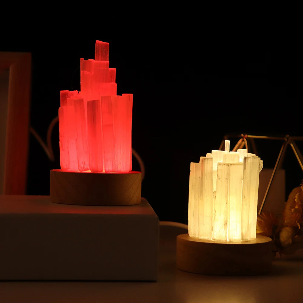 Natural Quartz Gemstones Selenite USB Lamp