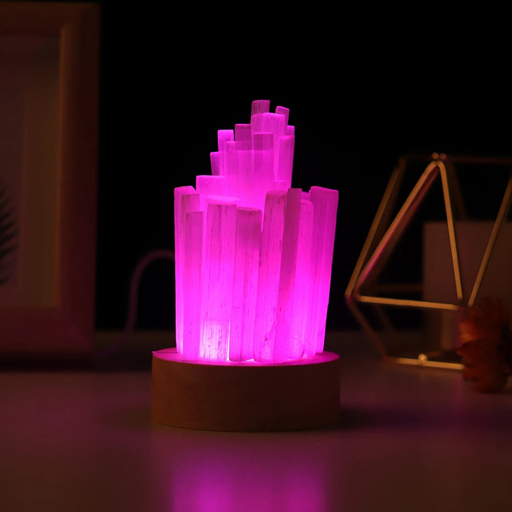 Natural Quartz Gemstones Selenite USB Lamp