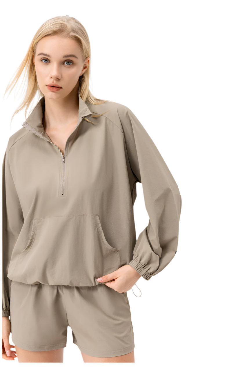 Women’s Half-Zip High Collar Sports Sweatshirt