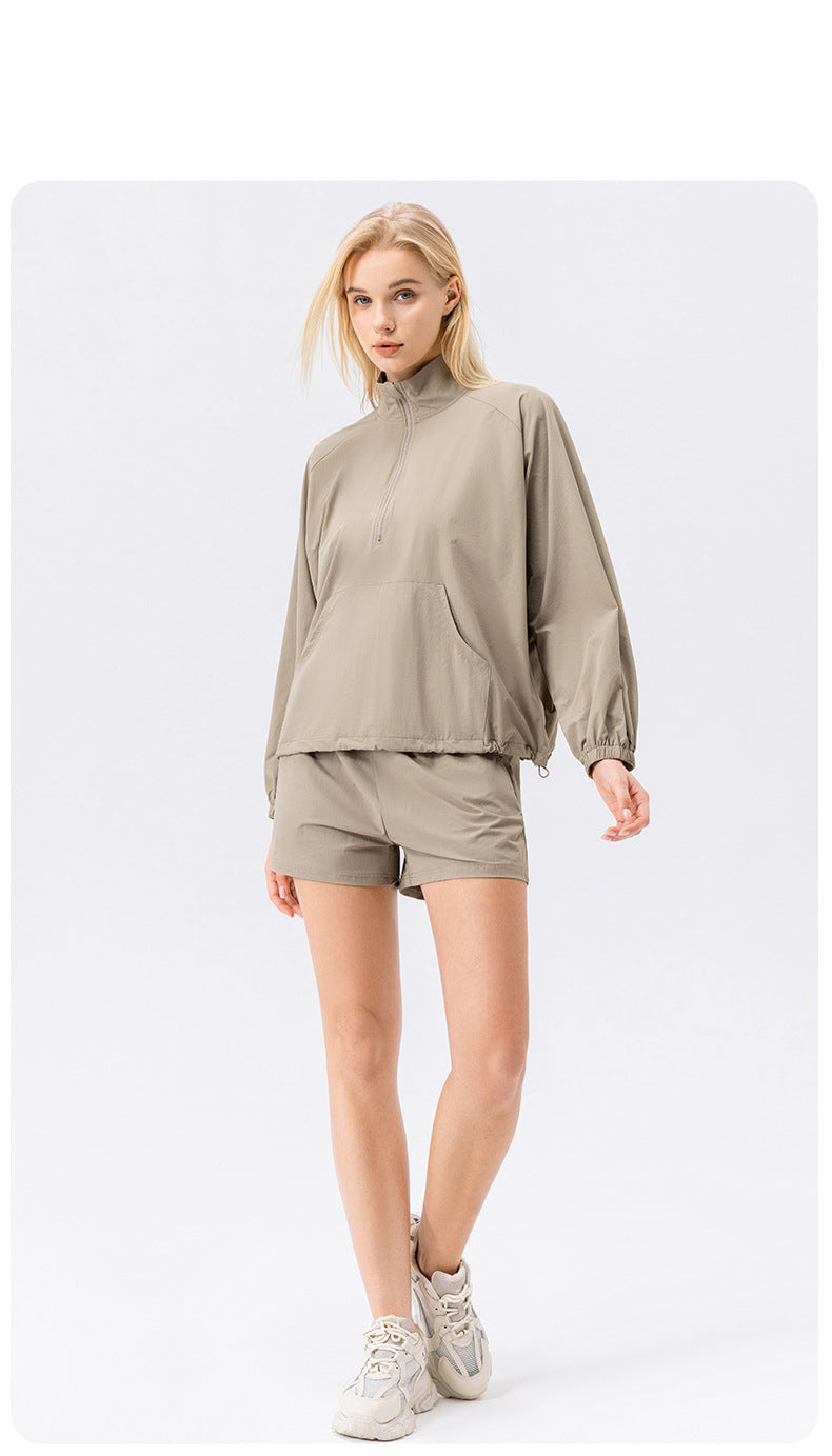 Women’s Half-Zip High Collar Sports Sweatshirt