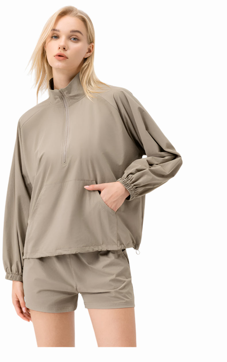 Women’s Half-Zip High Collar Sports Sweatshirt