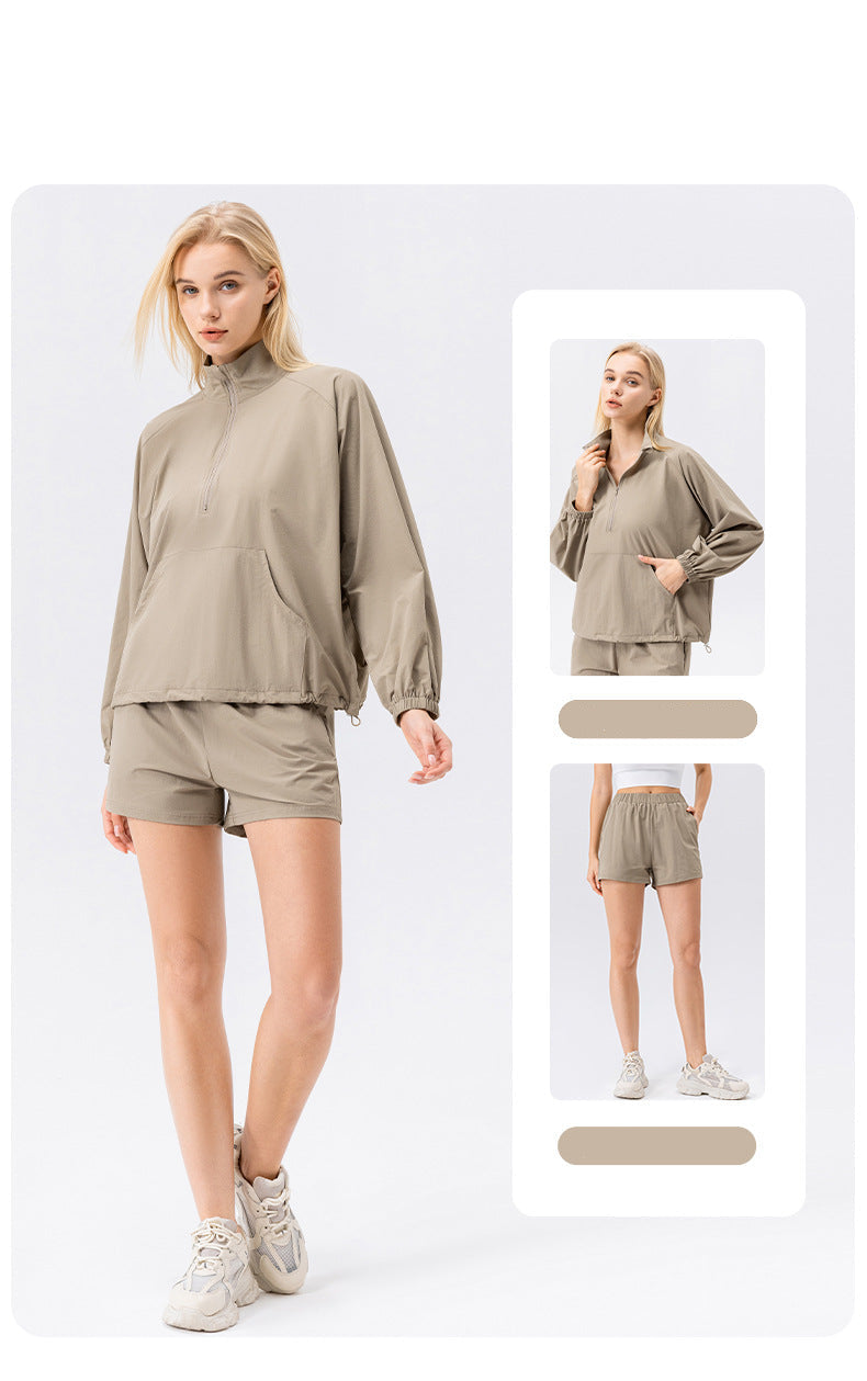 Women’s Half-Zip High Collar Sports Sweatshirt