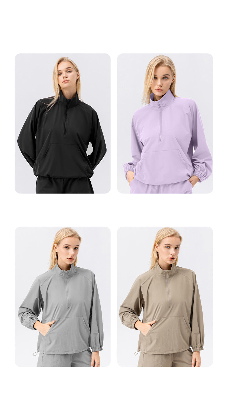 Women’s Half-Zip High Collar Sports Sweatshirt