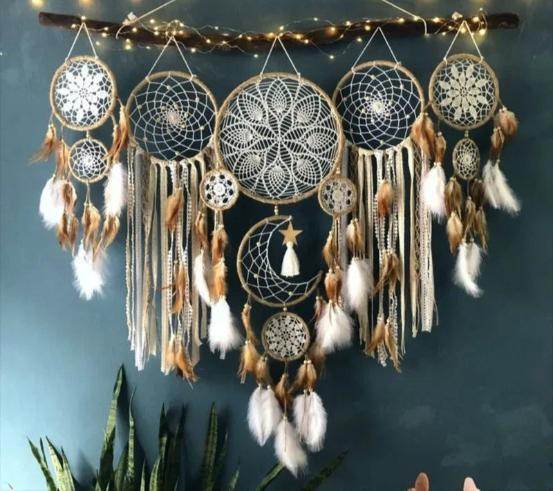 Boho Macrame Dream Catcher Wall Hanging Set