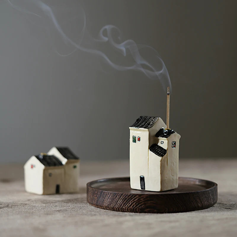 Miniature Ceramic House Incense Holder