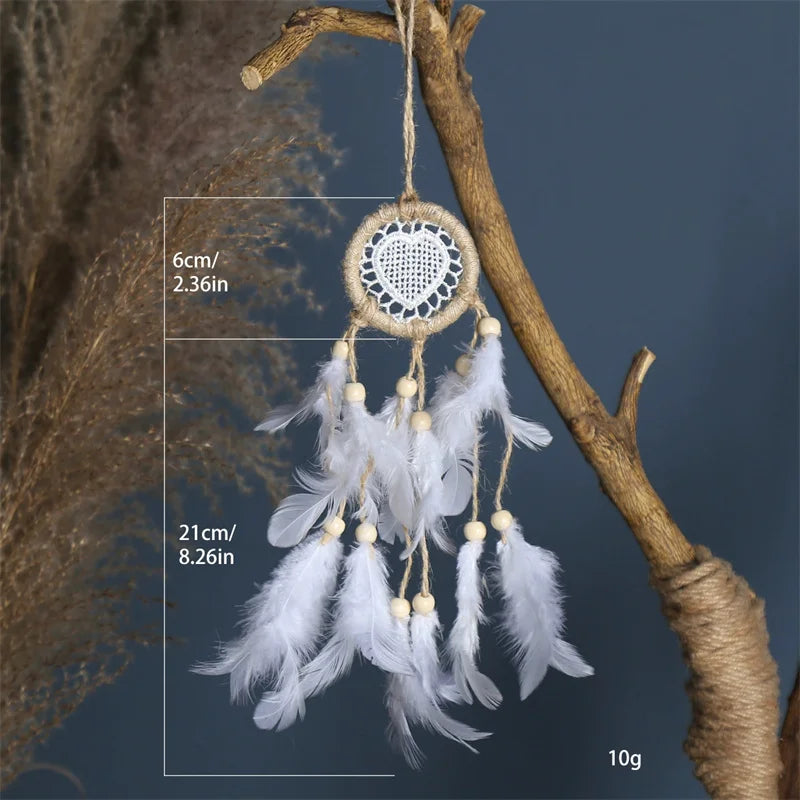 Boho Macrame Dreamcatcher Wall Hanging with Feathers