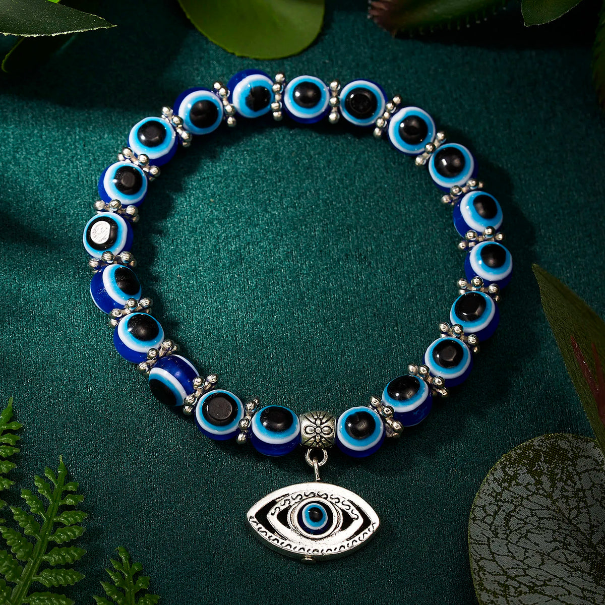 Blue Evil Eye Protection Bracelets with Charms