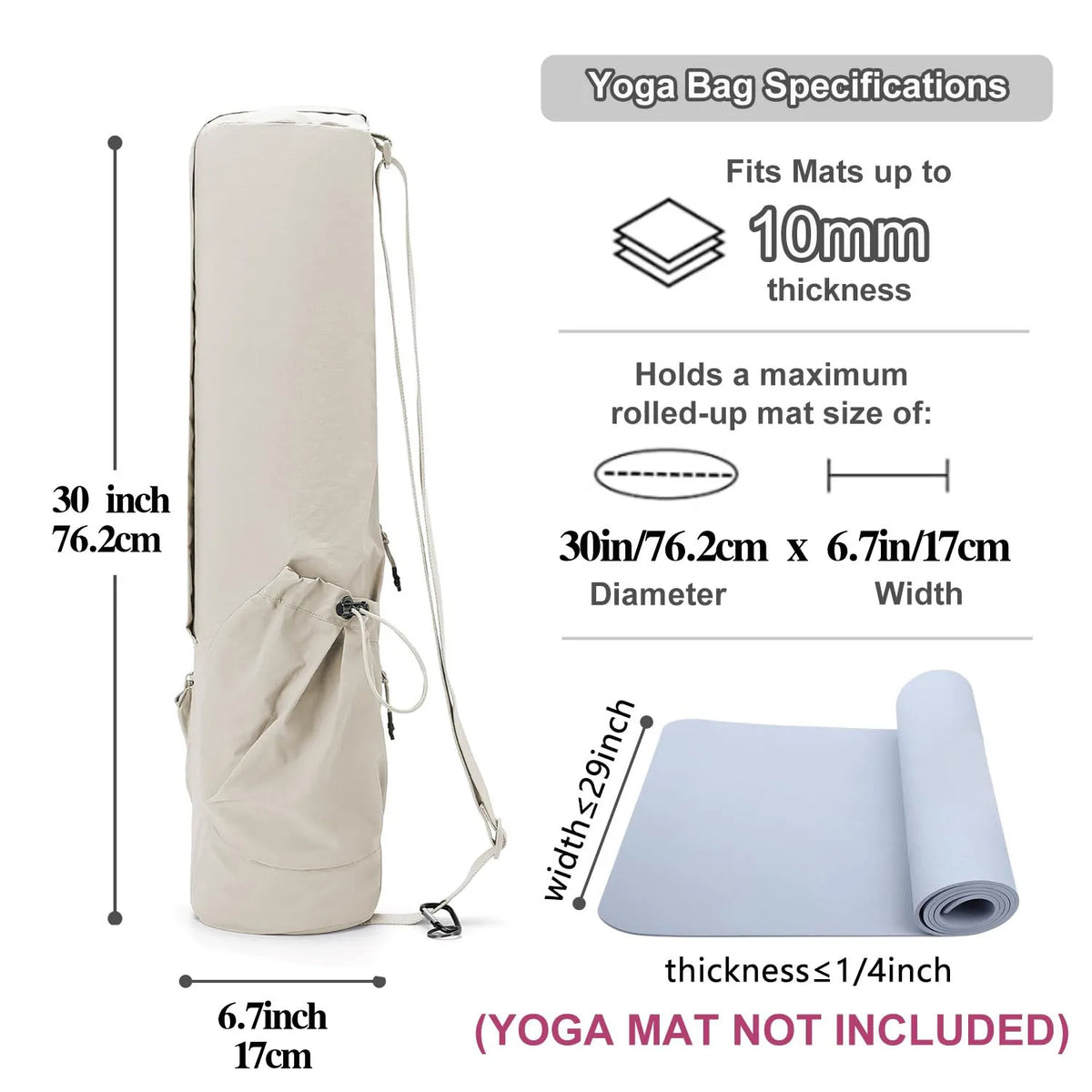 Premium Nylon Yoga Mat Bag with Side Access