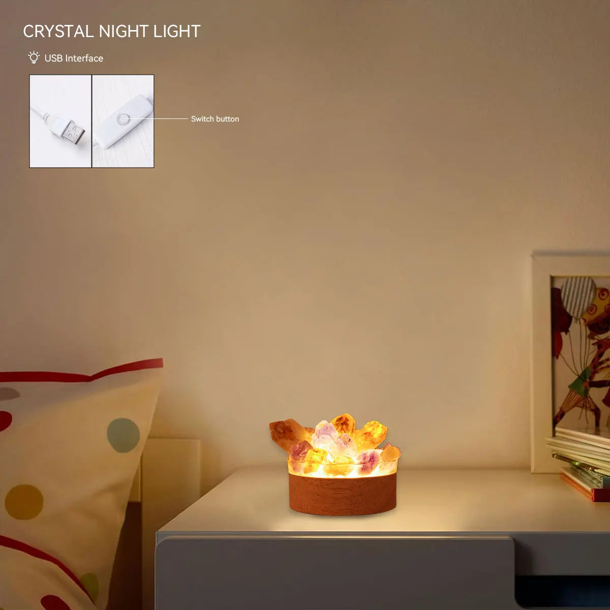 Natural Crystal Point Night Light