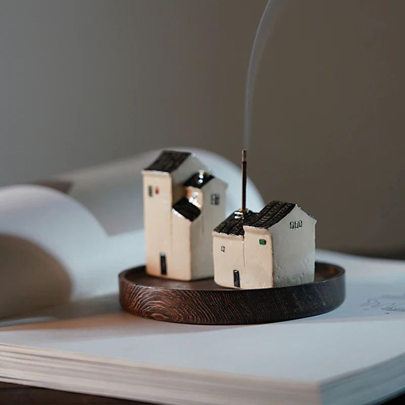 Miniature Ceramic House Incense Holder