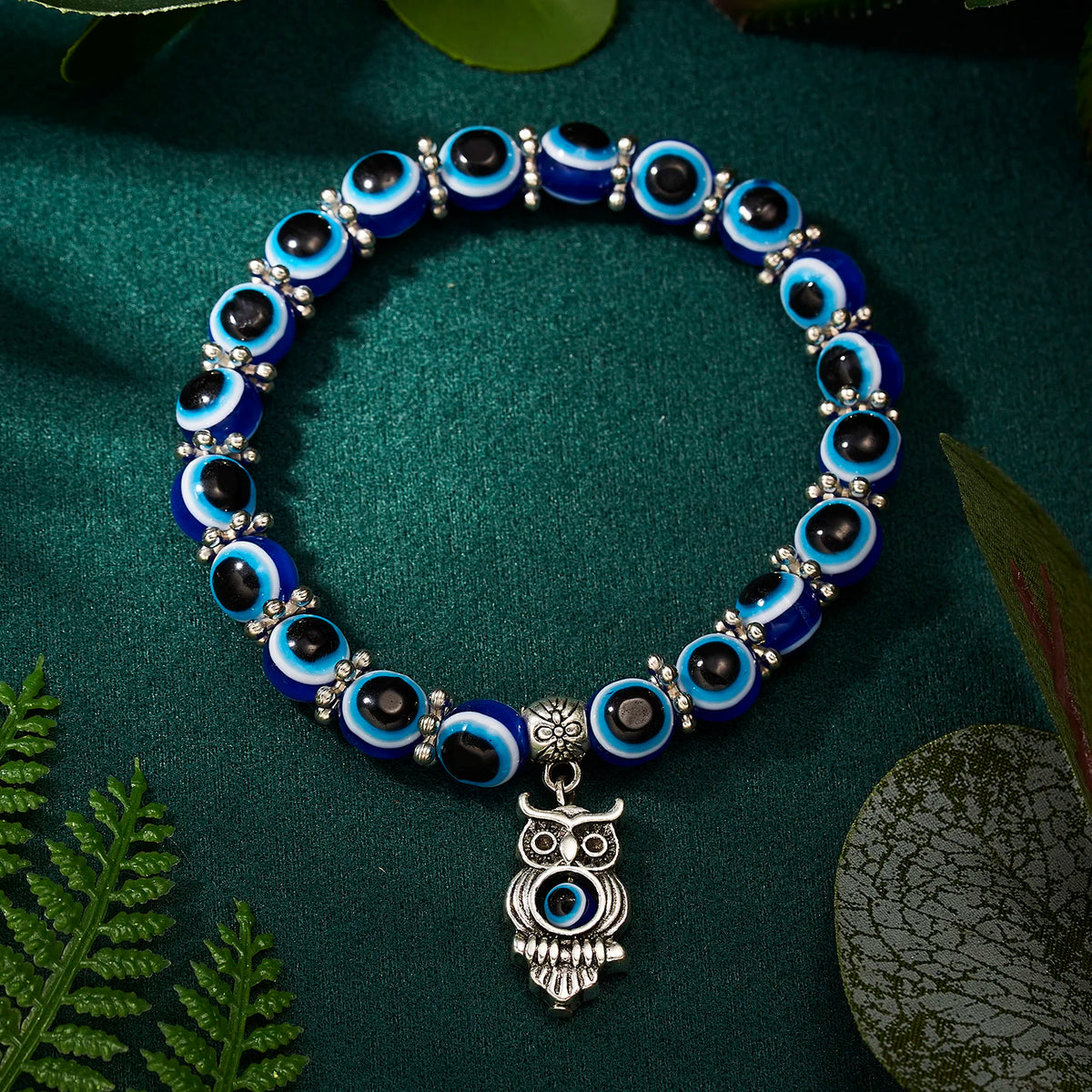 Blue Evil Eye Protection Bracelets with Charms