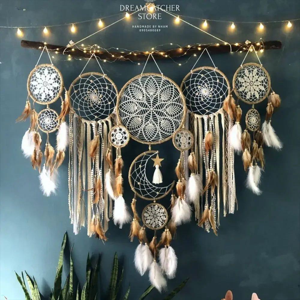 Boho Macrame Dream Catcher Wall Hanging Set