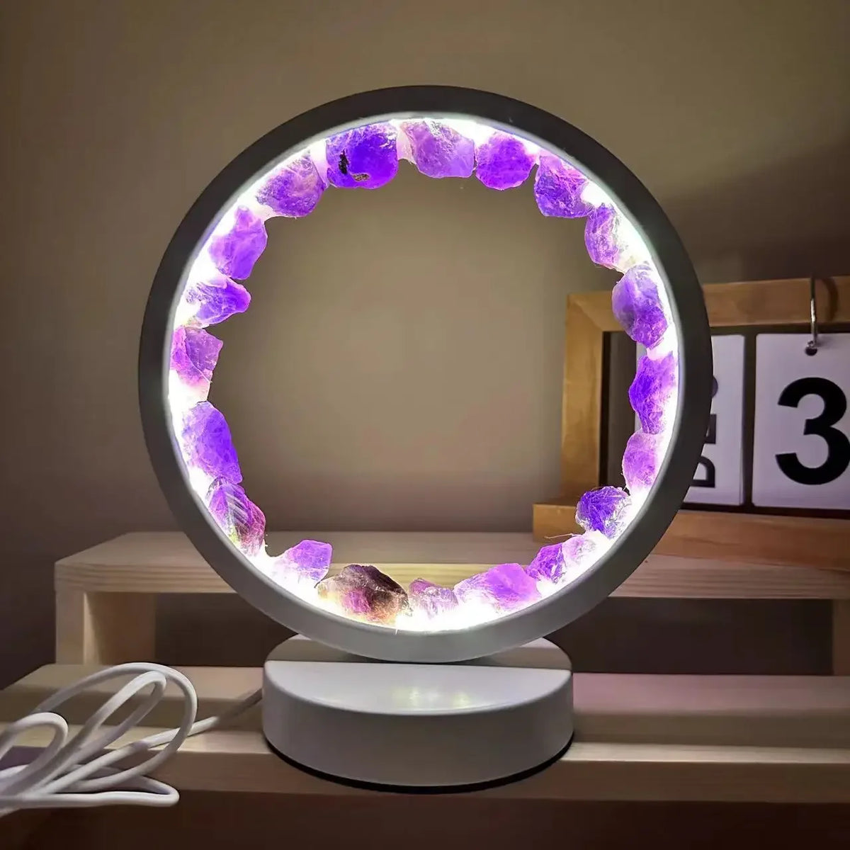 Amethyst Crystal LED Ring Night Light
