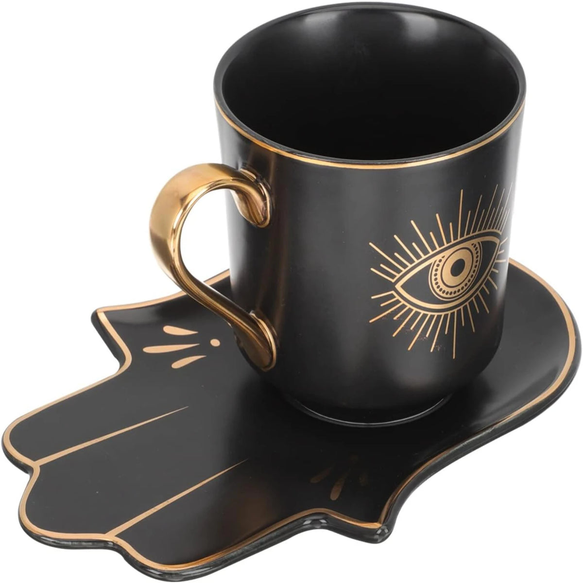 Evil Eye Mug and Hand Shaped Saucer Set