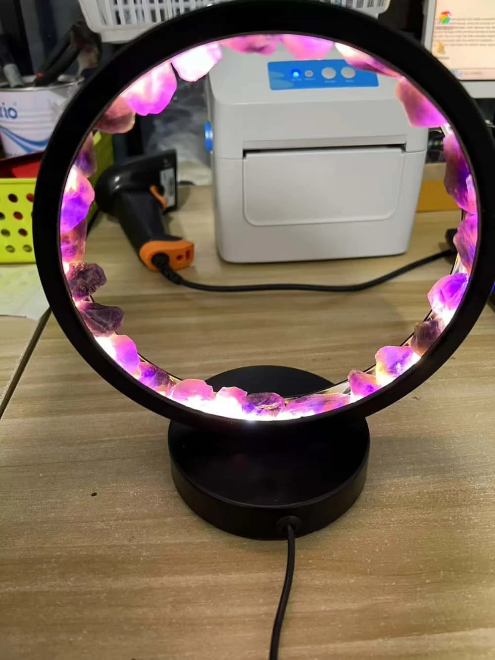 Amethyst Crystal LED Ring Night Light