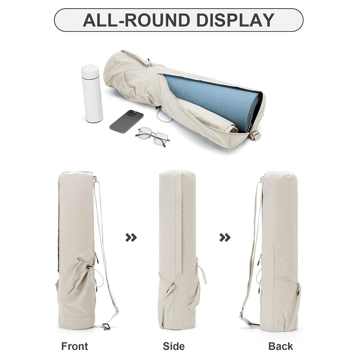 Premium Nylon Yoga Mat Bag with Side Access