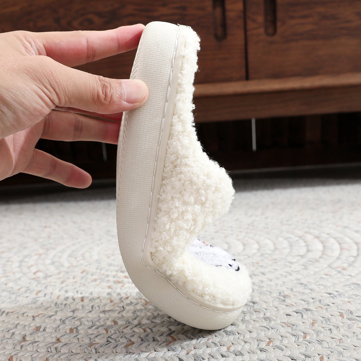 Funny Palm Eye Fuzzy Slippers