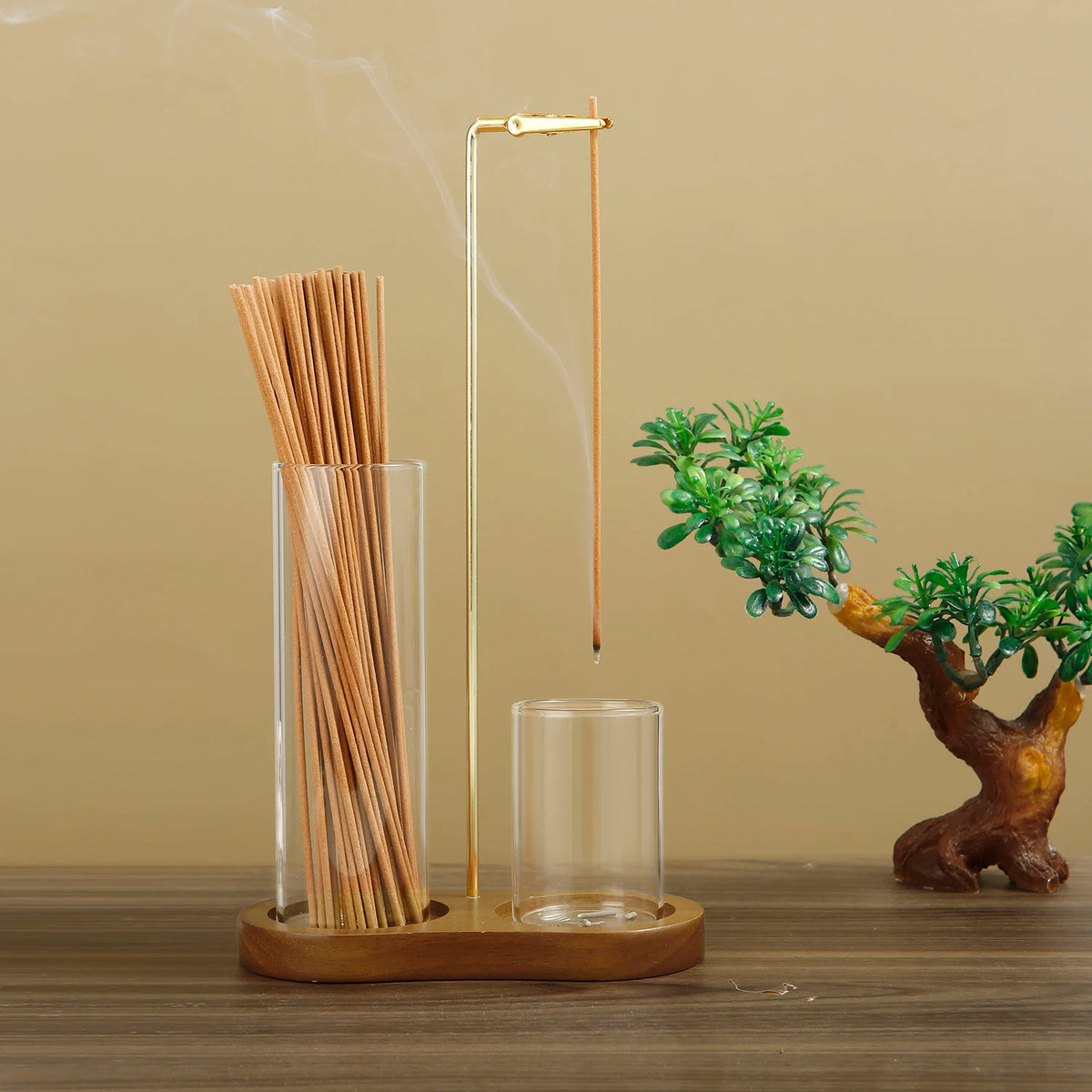 2-in-1 Glass and Metal Incense Holder