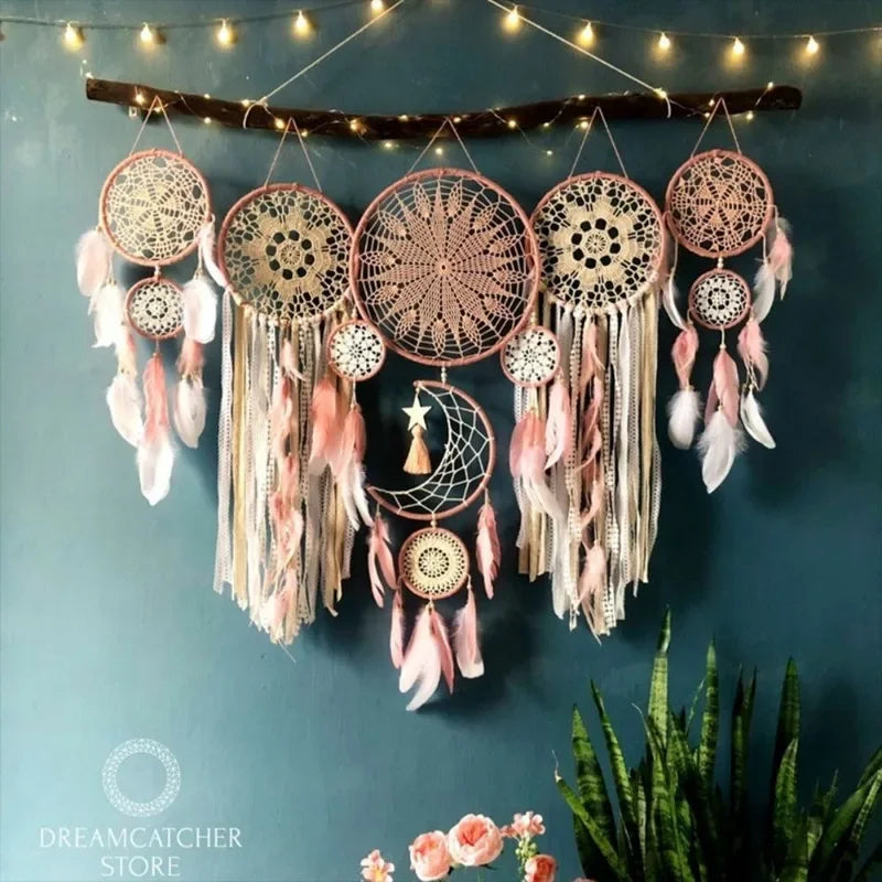 Boho Macrame Dream Catcher Wall Hanging Set