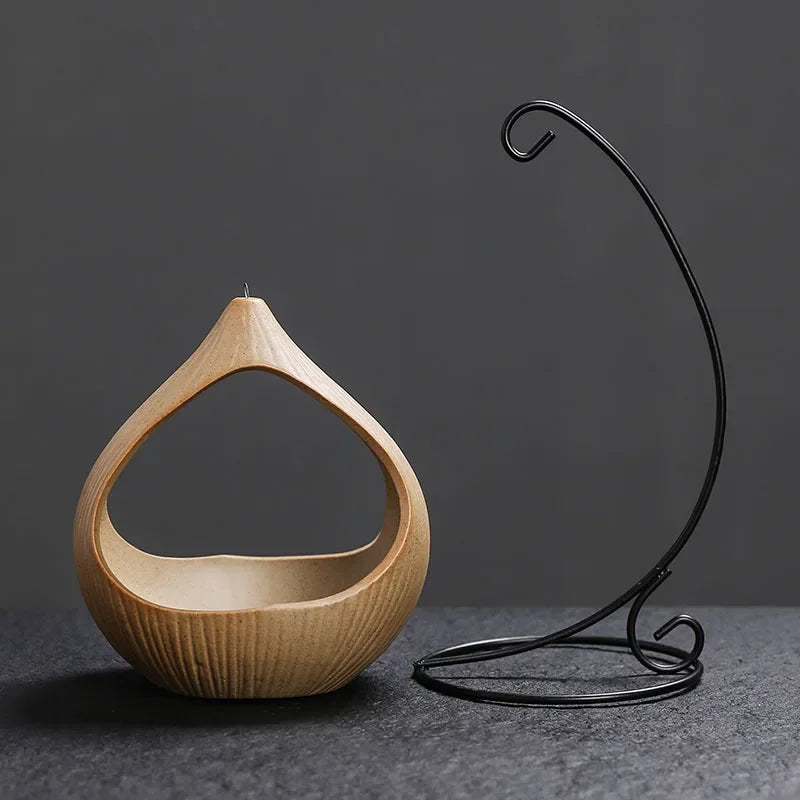 Hanging Ceramic Incense Burner with Iron Stand
