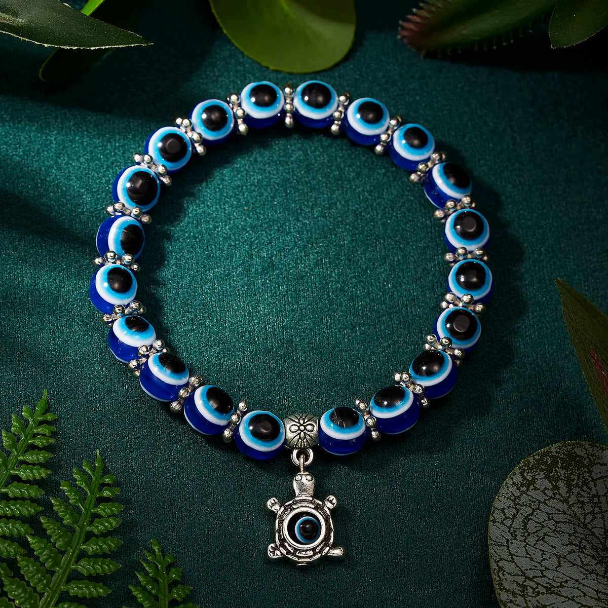 Blue Evil Eye Protection Bracelets with Charms