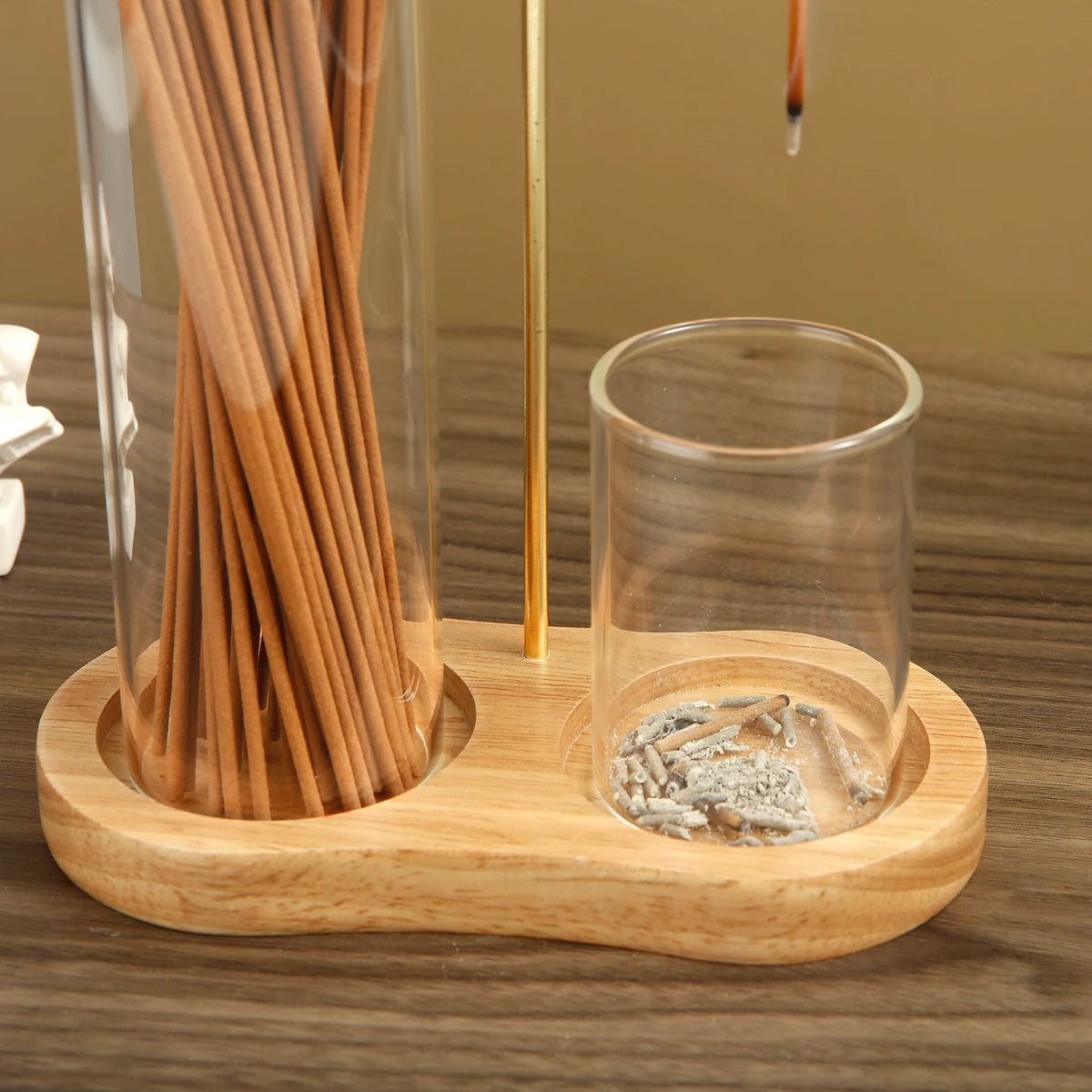 2-in-1 Glass and Metal Incense Holder