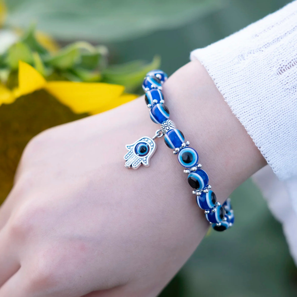 Blue Evil Eye Protection Bracelets with Charms