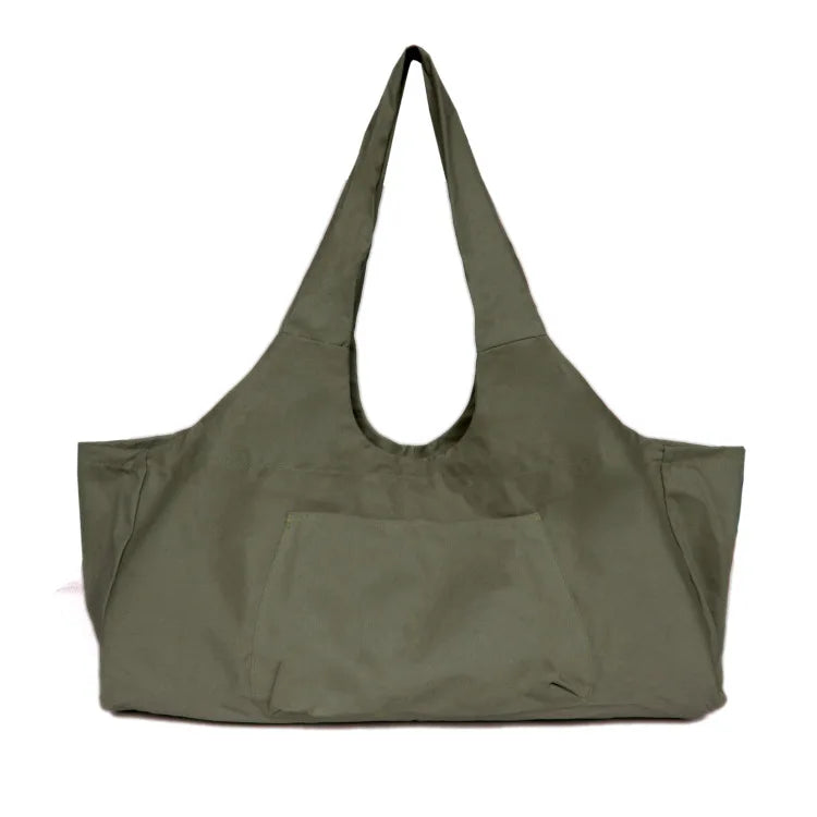 Oversized Canvas Yoga Tote Bag with Side Pocket