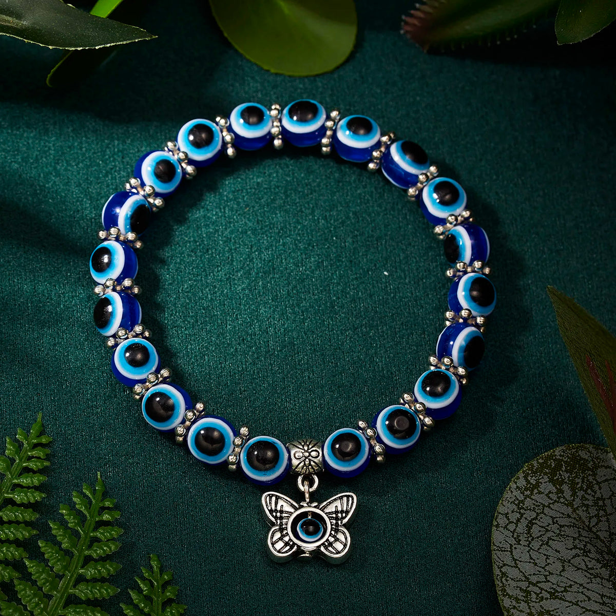 Blue Evil Eye Protection Bracelets with Charms