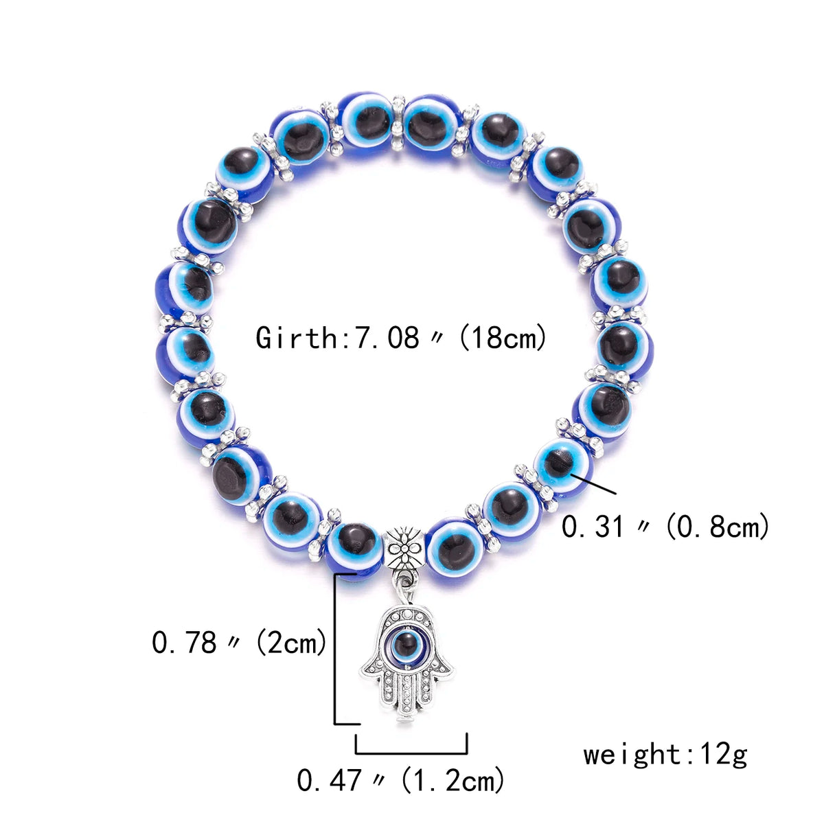 Blue Evil Eye Protection Bracelets with Charms