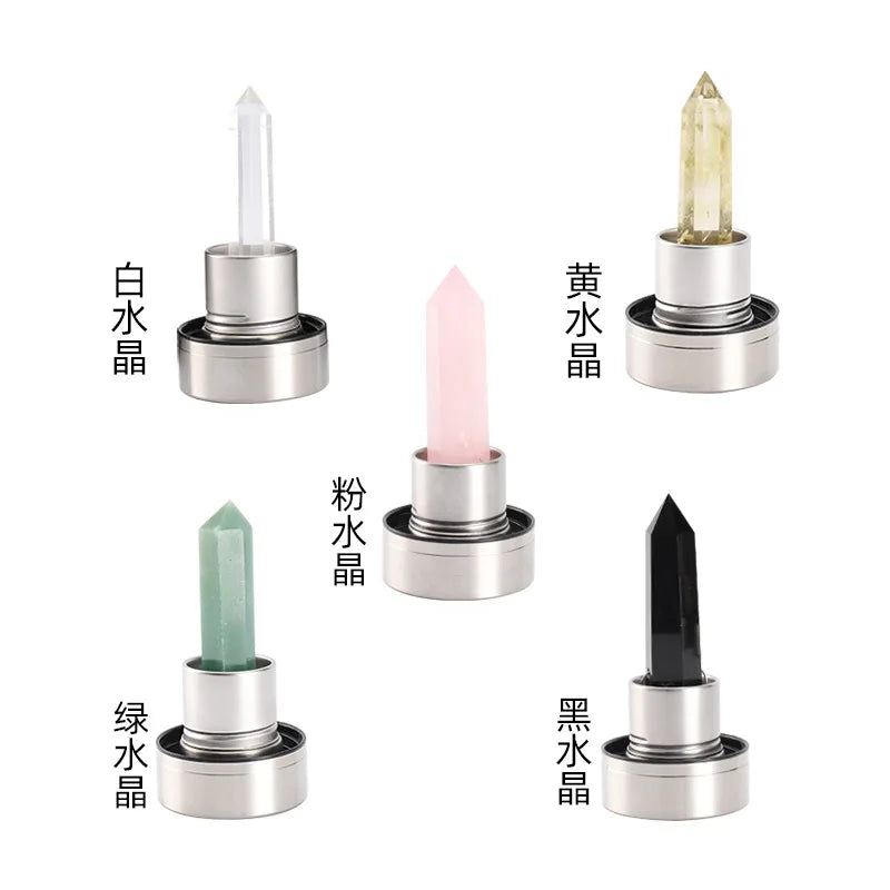 Crystal Infused Glass Water Bottle with Natural Gemstone