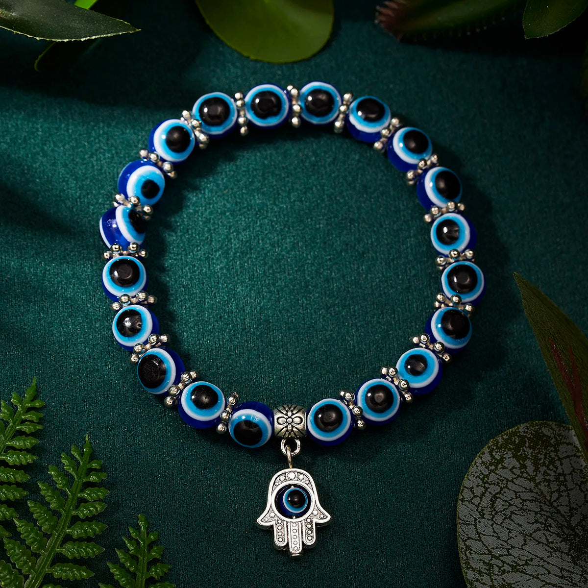 Blue Evil Eye Protection Bracelets with Charms