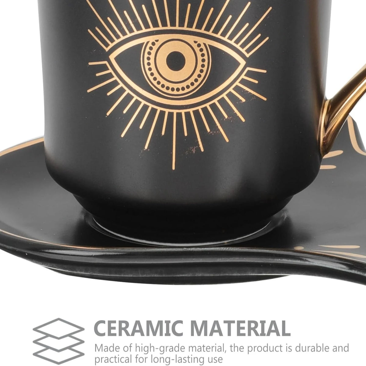 Evil Eye Mug and Hand Shaped Saucer Set