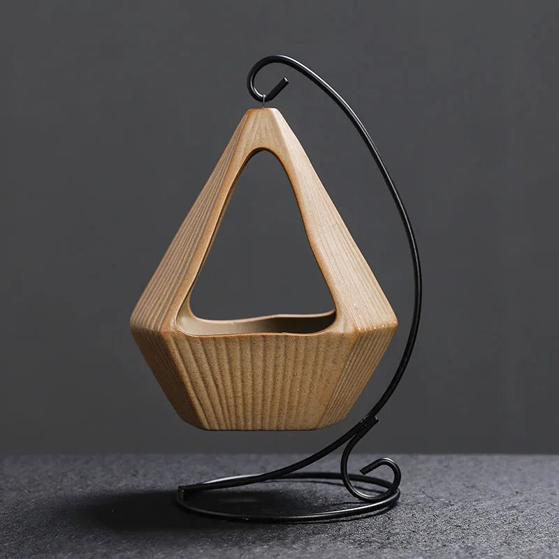 Hanging Ceramic Incense Burner with Iron Stand