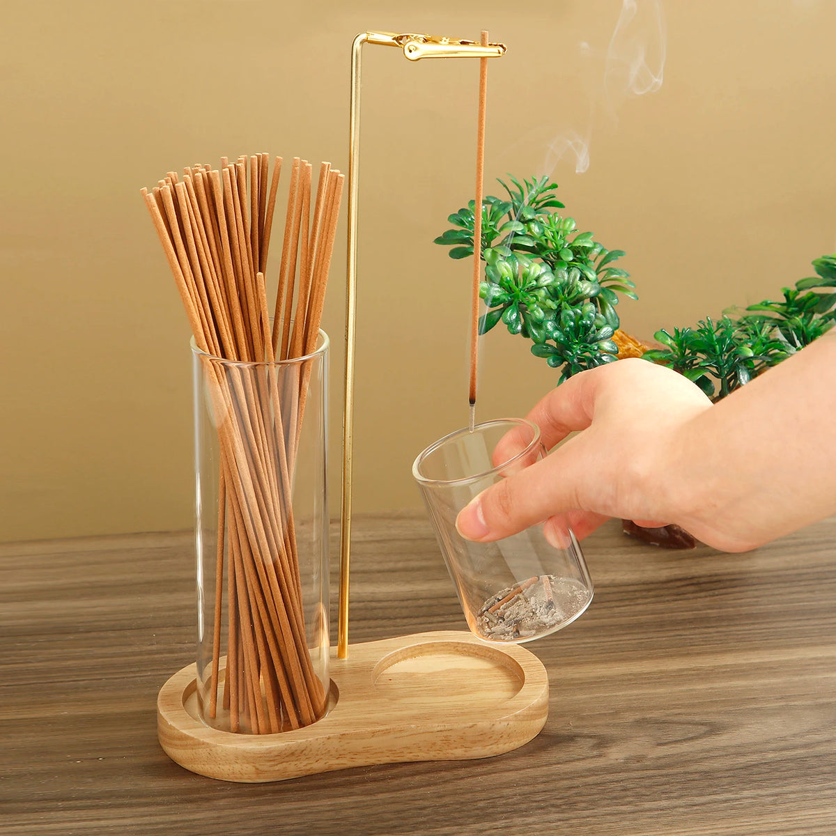 2-in-1 Glass and Metal Incense Holder