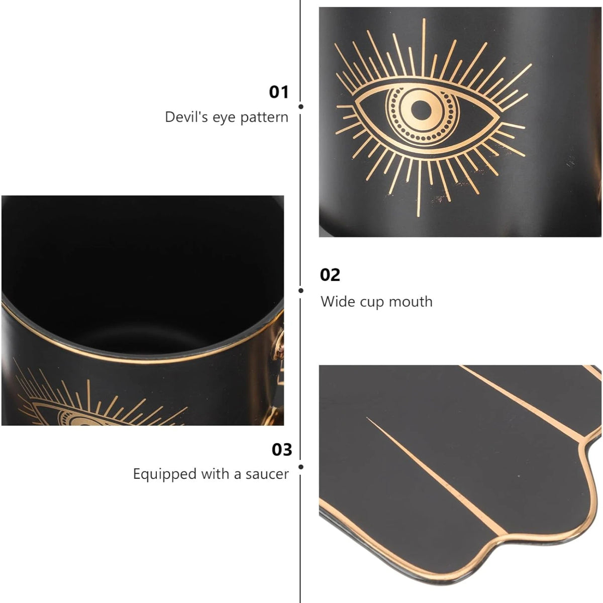 Evil Eye Mug and Hand Shaped Saucer Set