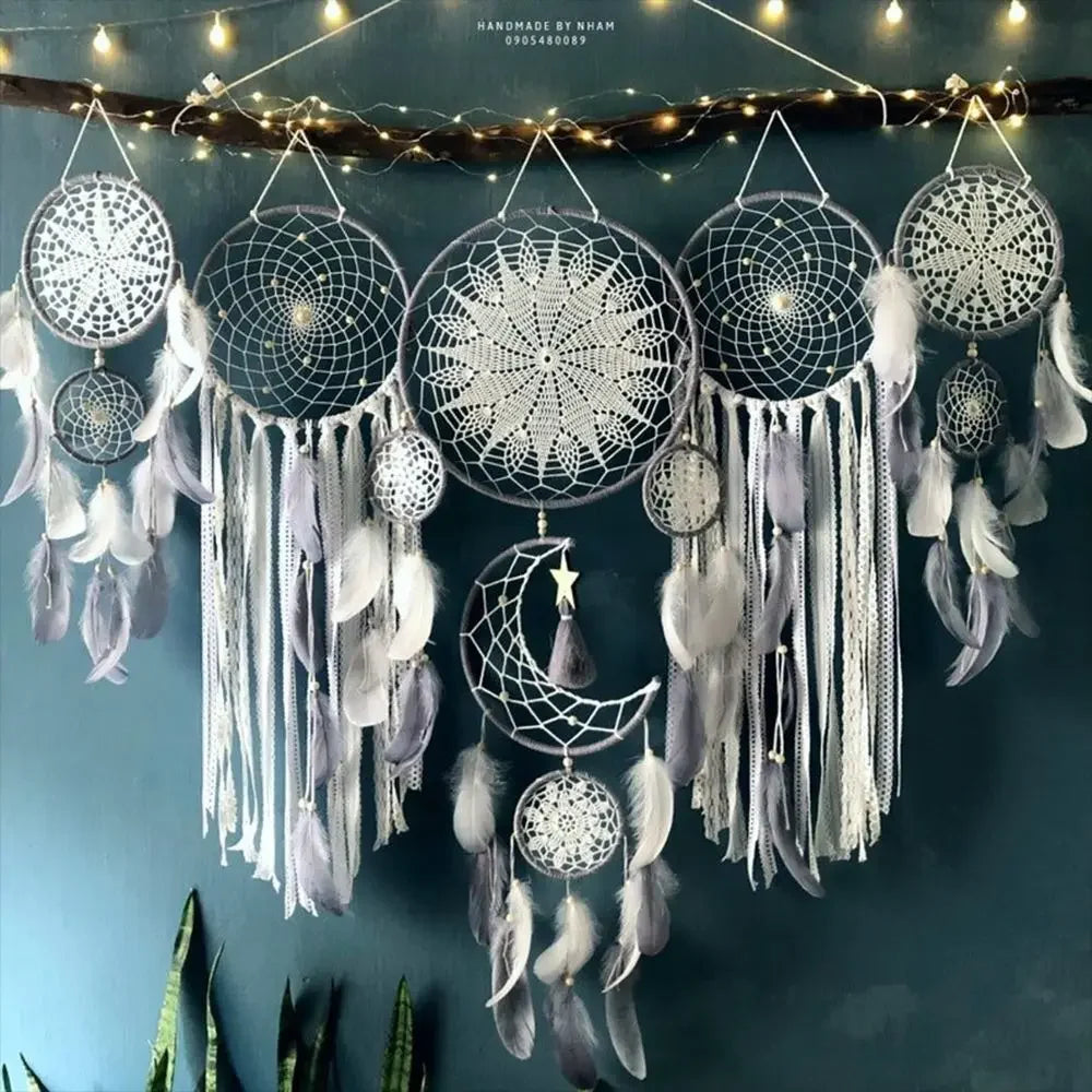 Boho Macrame Dream Catcher Wall Hanging Set
