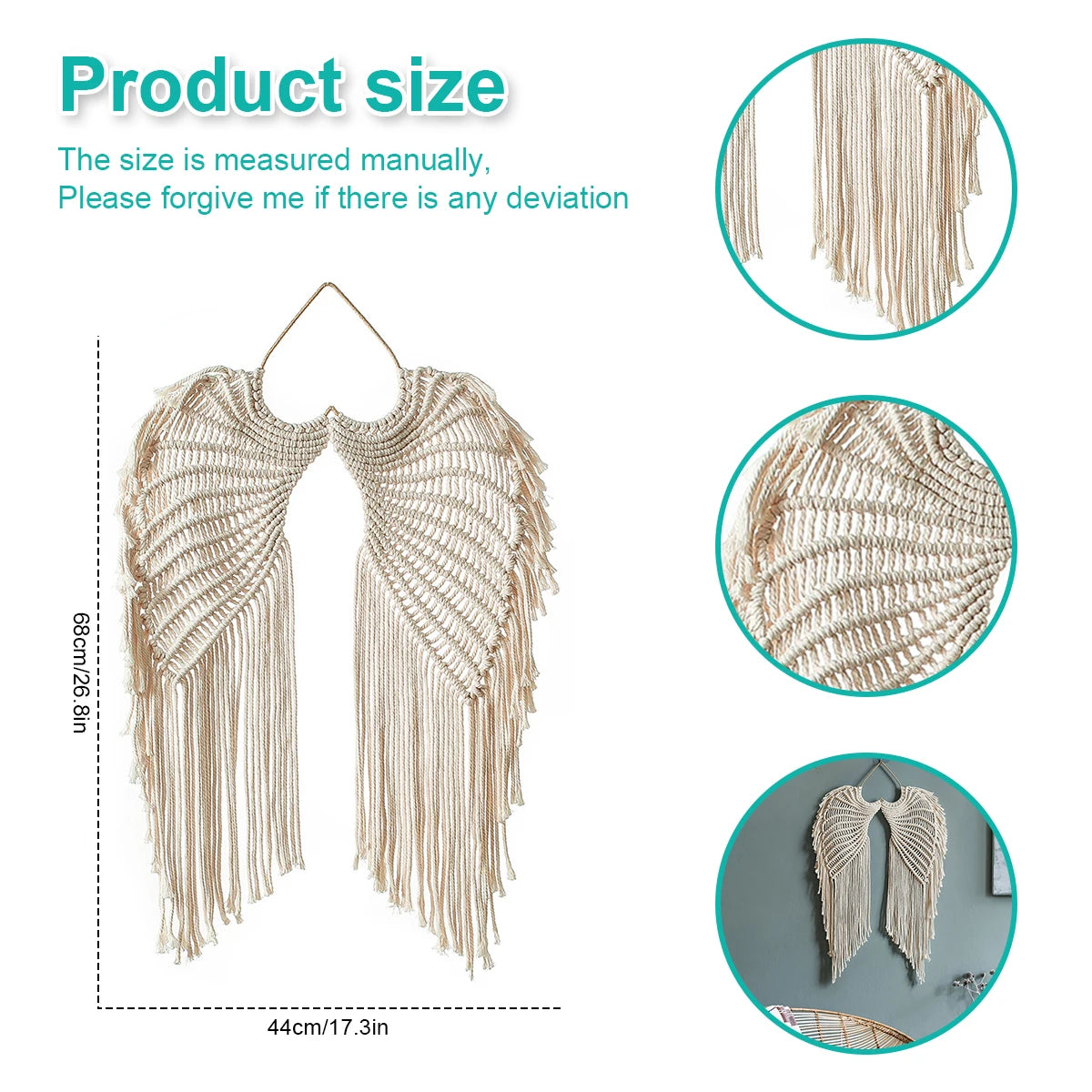 Boho Macrame Angel Wings Wall Hanging