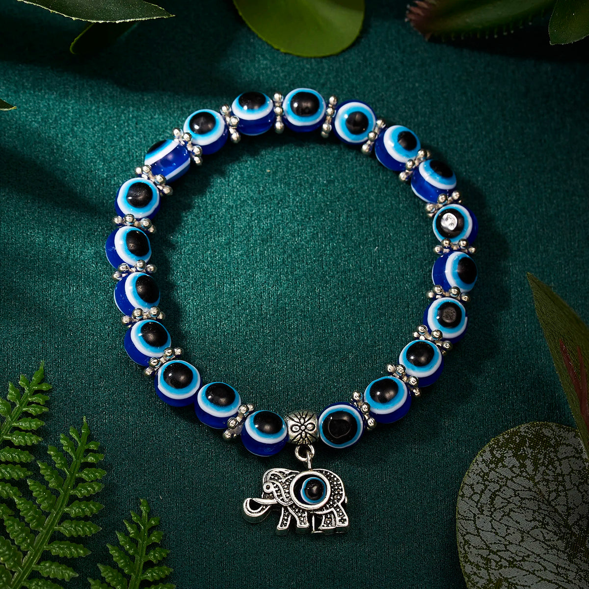 Blue Evil Eye Protection Bracelets with Charms