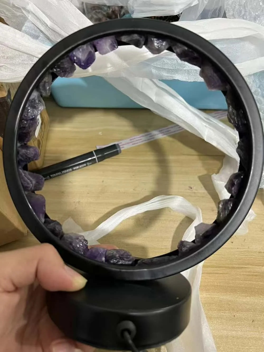 Amethyst Crystal LED Ring Night Light