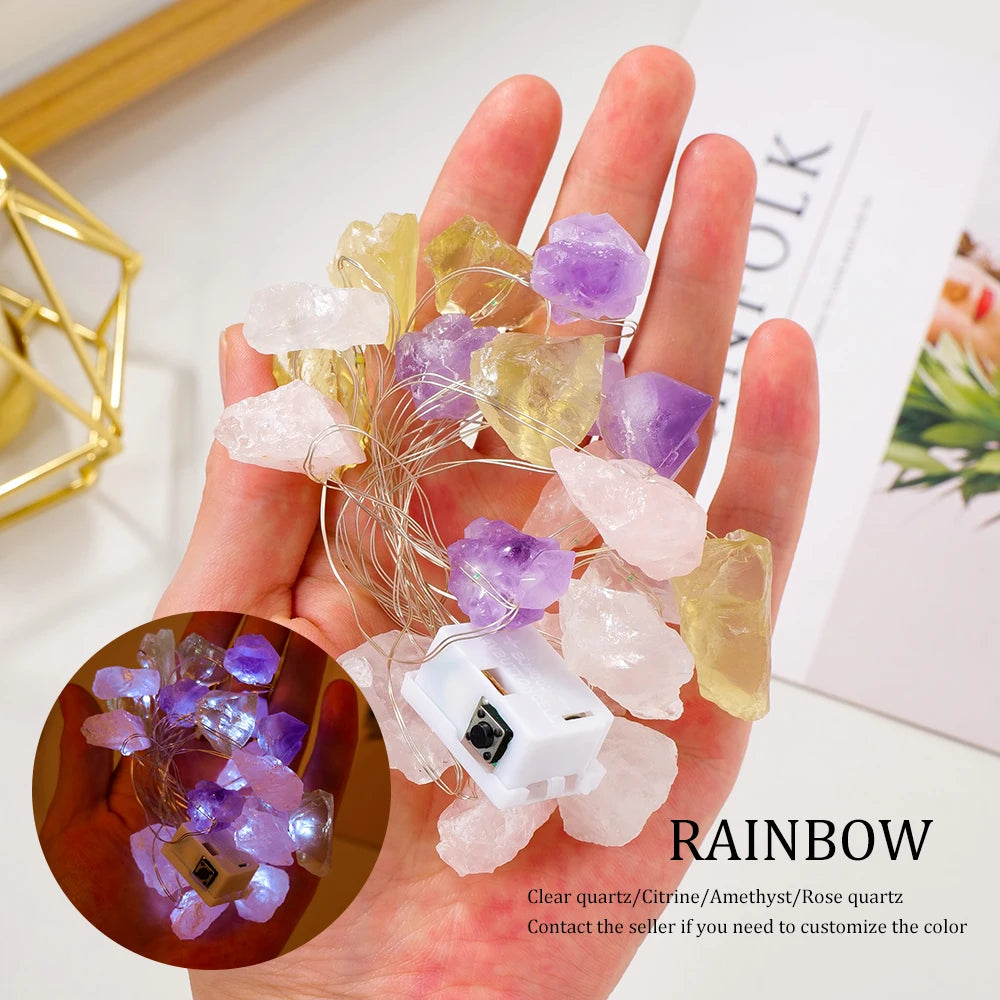 Natural Raw Gemstone Crystal Lights