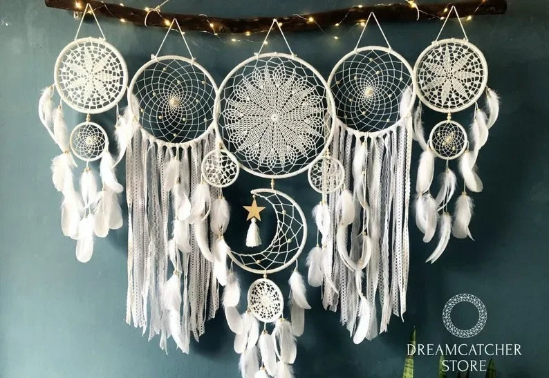 Boho Macrame Dream Catcher Wall Hanging Set