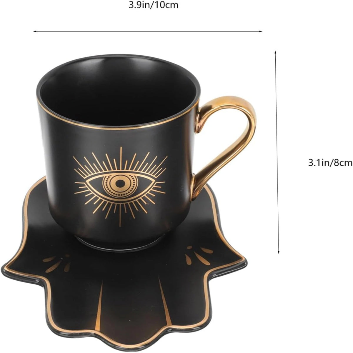 Evil Eye Mug and Hand Shaped Saucer Set