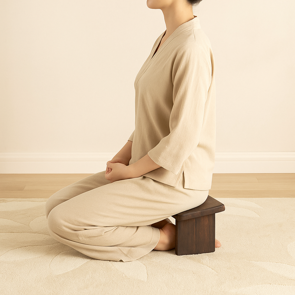 Foldable Solid Wood Meditation Kneeling Stool