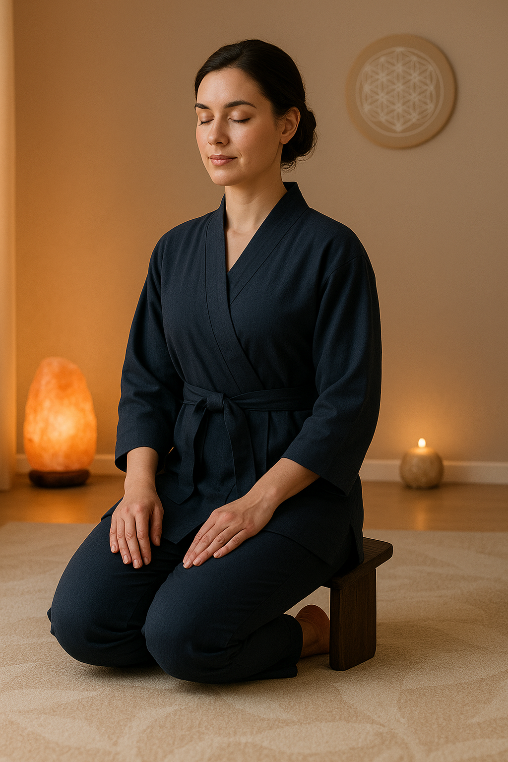 Foldable Solid Wood Meditation Kneeling Stool